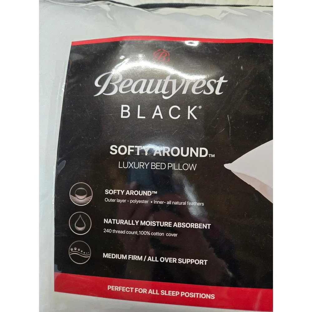Beautyrest Black Softy Around Down Bed Pillow Standard Queen Medium Firm White